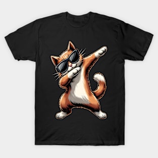 funny dabbing Cat glasses T-Shirt